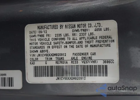 2013 Infiniti G37 Journey z USA, uszkodzony, nr VIN JN1CV6EKXDM920912
